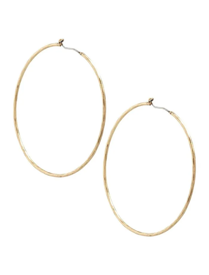 Lucky Brand Jewelry Women Big Hammered Hoop Earrings Gold