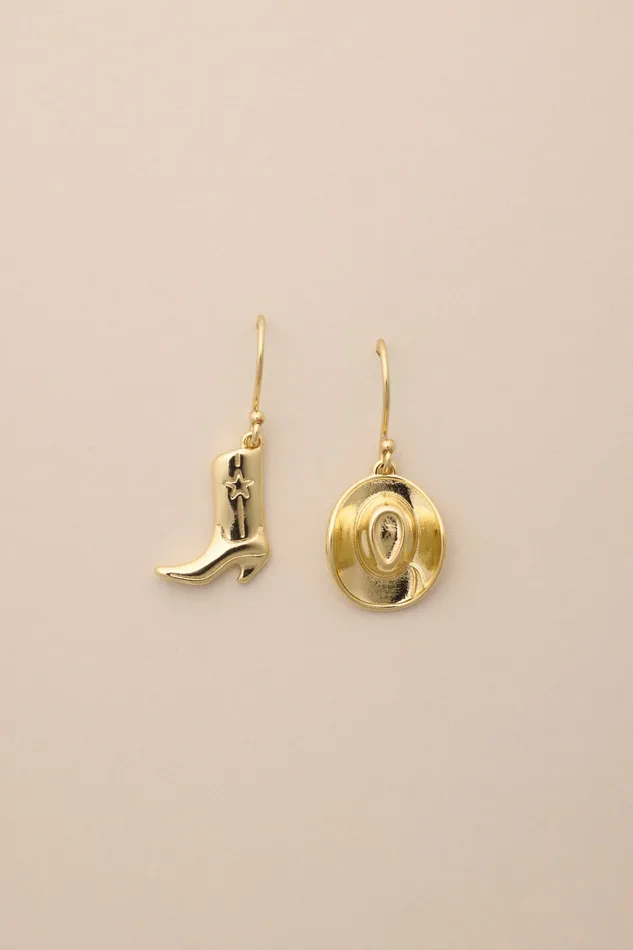 Lucky Brand Jewelry Women Cowboy Hat And Boot Earrings Gold