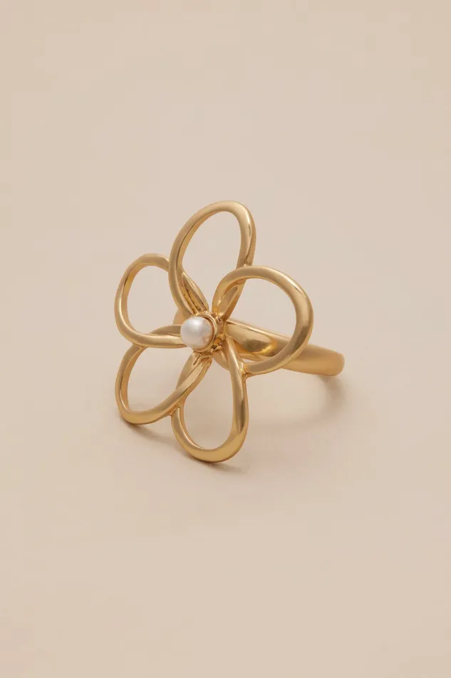 Lucky Brand Jewelry Women Daisy Pearl Ring Gold