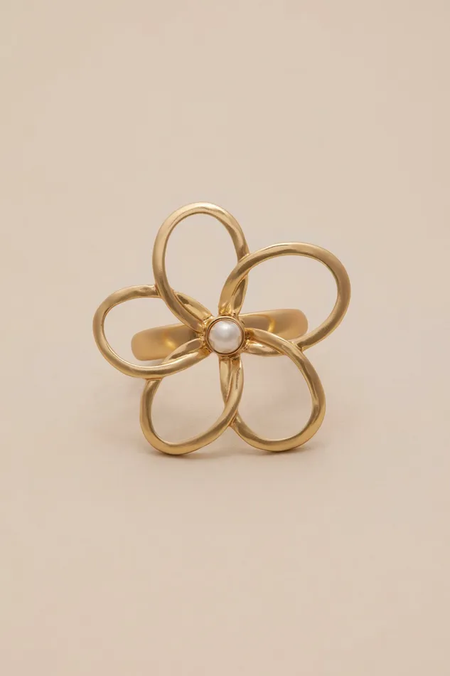 Lucky Brand Jewelry Women Daisy Pearl Ring Gold