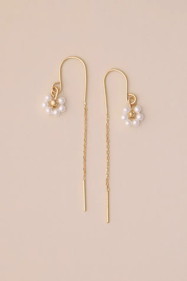 Lucky Brand Jewelry Women Daisy Threader Earring Gold