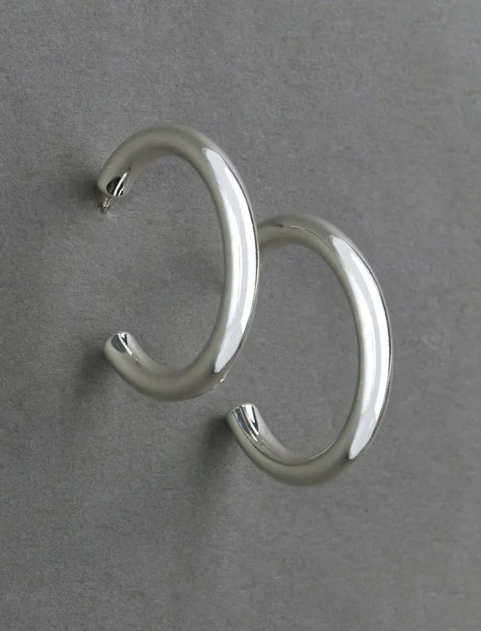 Lucky Brand Jewelry Women High Shine Hoop Earring Silver