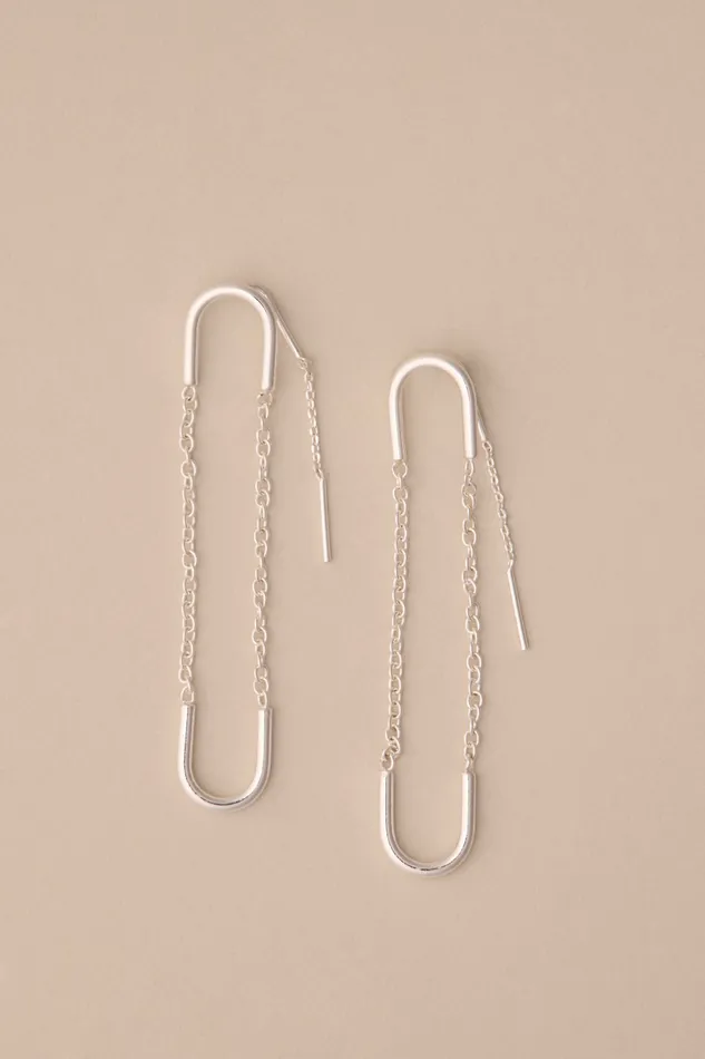 Lucky Brand Jewelry Women Modern Stud Chain Earring Silver