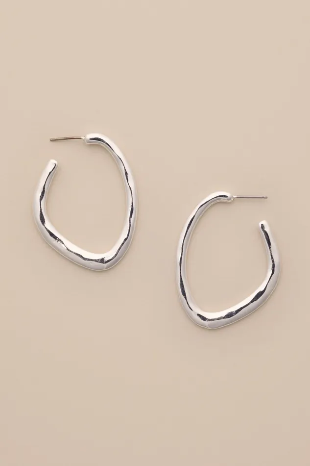 Lucky Brand Jewelry Women Organic Hoop Earrings Silver