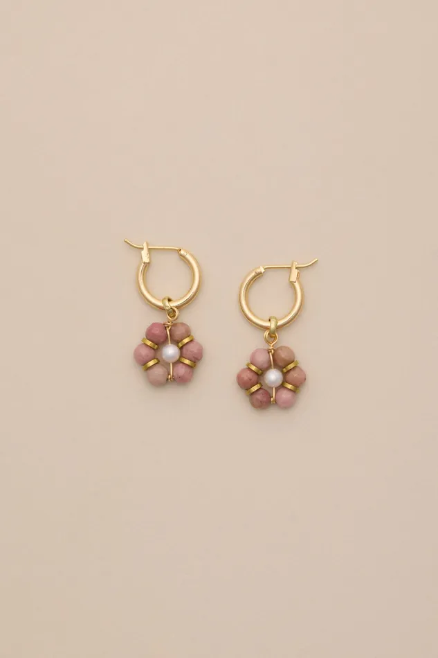 Lucky Brand Jewelry Women Rose Daisy Hoop Earring Gold