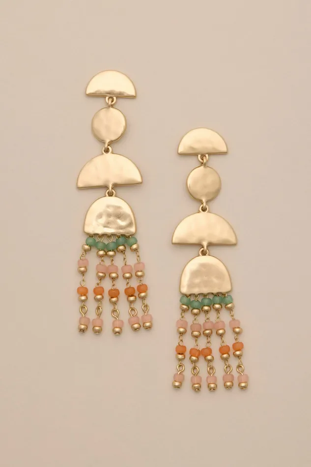 Lucky Brand Jewelry Women Tile Print Geometric Statement Earring Gold