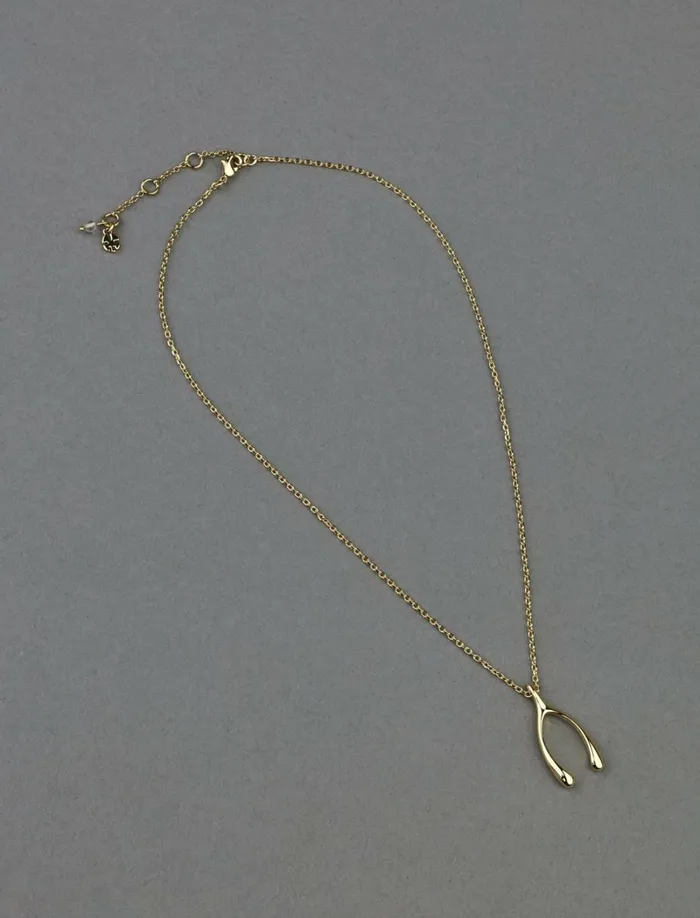 Lucky Brand Jewelry Women Wish Bone Pendant Gold