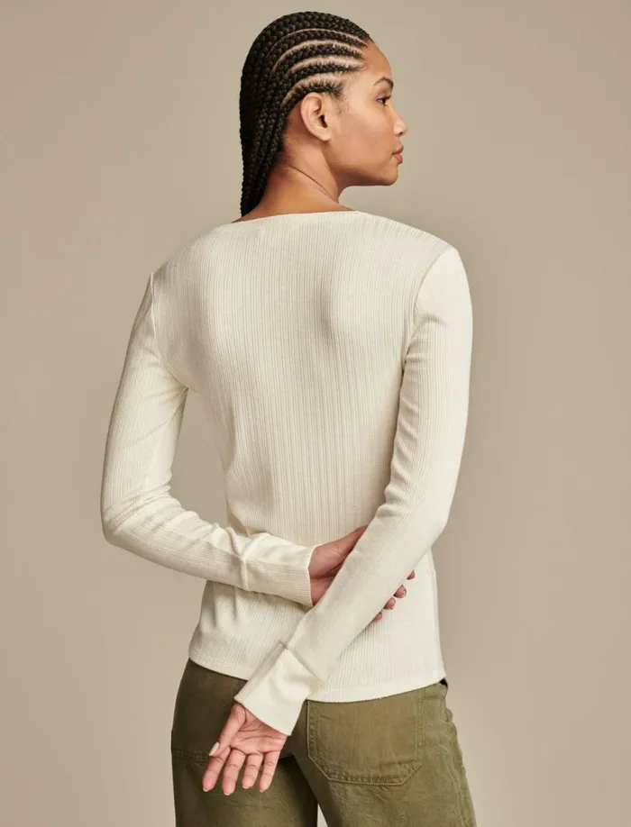 Lucky Brand Knit Tops Women Rib Henley Tofu