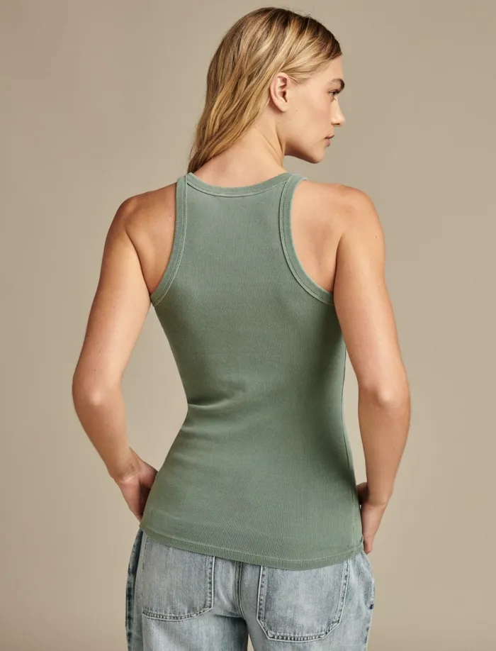 Lucky Brand Knit Tops Women Ribbed Essential Tank Balsam Green