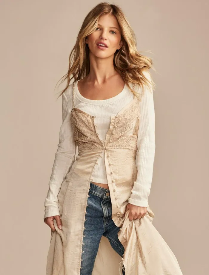 Lucky Brand Knit Tops Women Seamed Scoopneck Long Sleeve Top Whisper White