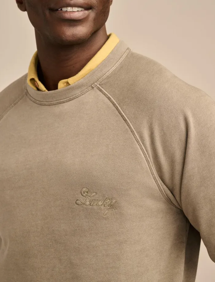 Lucky Brand Shirts and Tops Men Fleece Logo Raglan Crew Vetiver