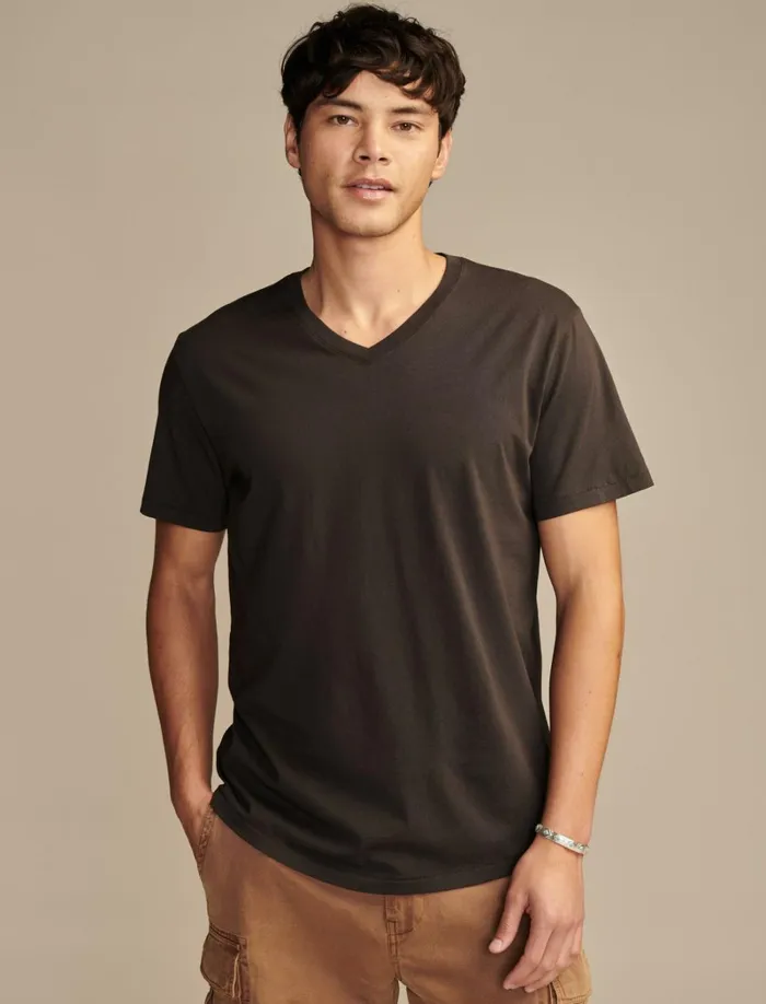 Lucky Brand Shirts and Tops Men Supima Short Sleeve V Neck Jet Black