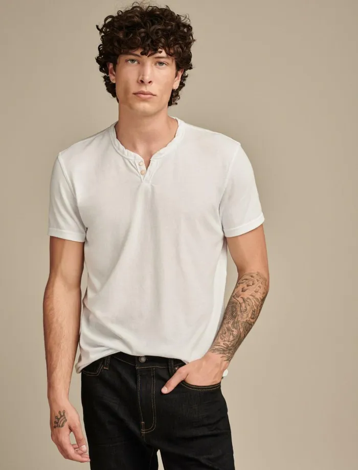 Lucky Brand Shirts and Tops Men Venice Burnout Notch Neck Tee Bright White