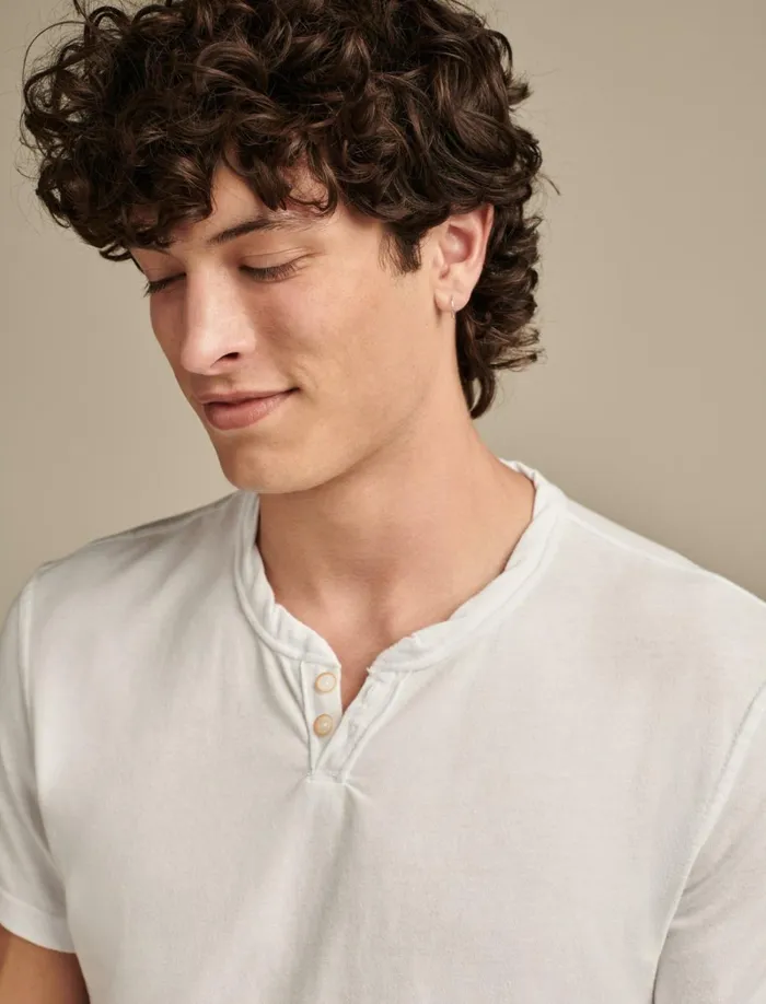 Lucky Brand Shirts and Tops Men Venice Burnout Notch Neck Tee Bright White