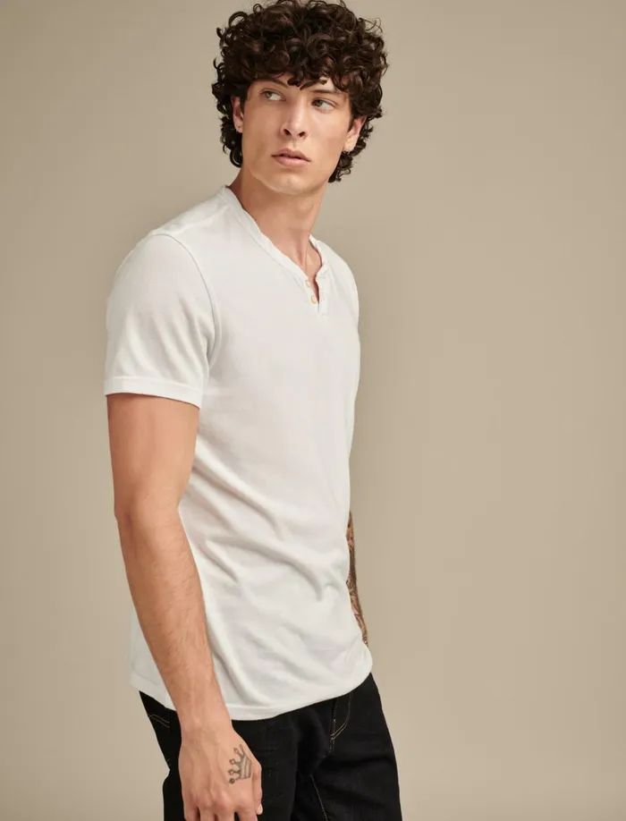 Lucky Brand Shirts and Tops Men Venice Burnout Notch Neck Tee Bright White