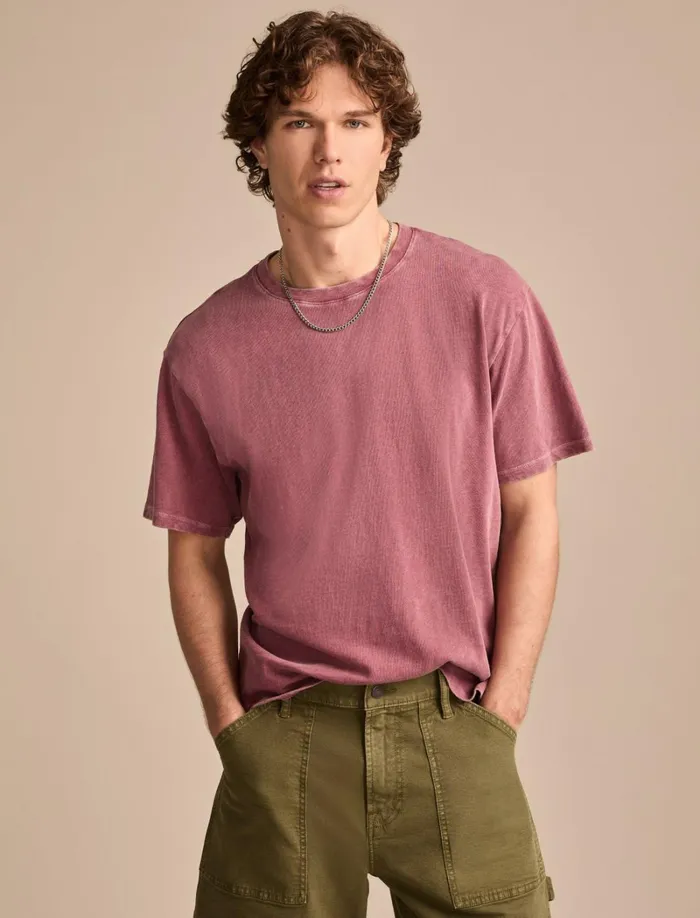 Lucky Brand Shirts and Tops Men Weekend Jersey Relaxed Crew Dry Rose