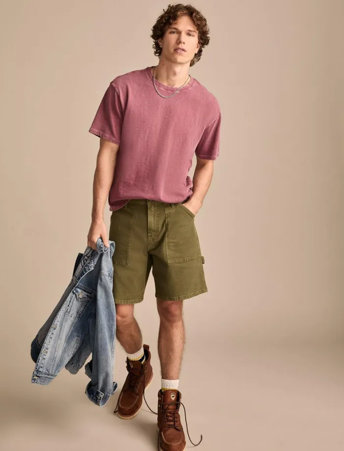 Lucky Brand Shirts and Tops Men Weekend Jersey Relaxed Crew Dry Rose