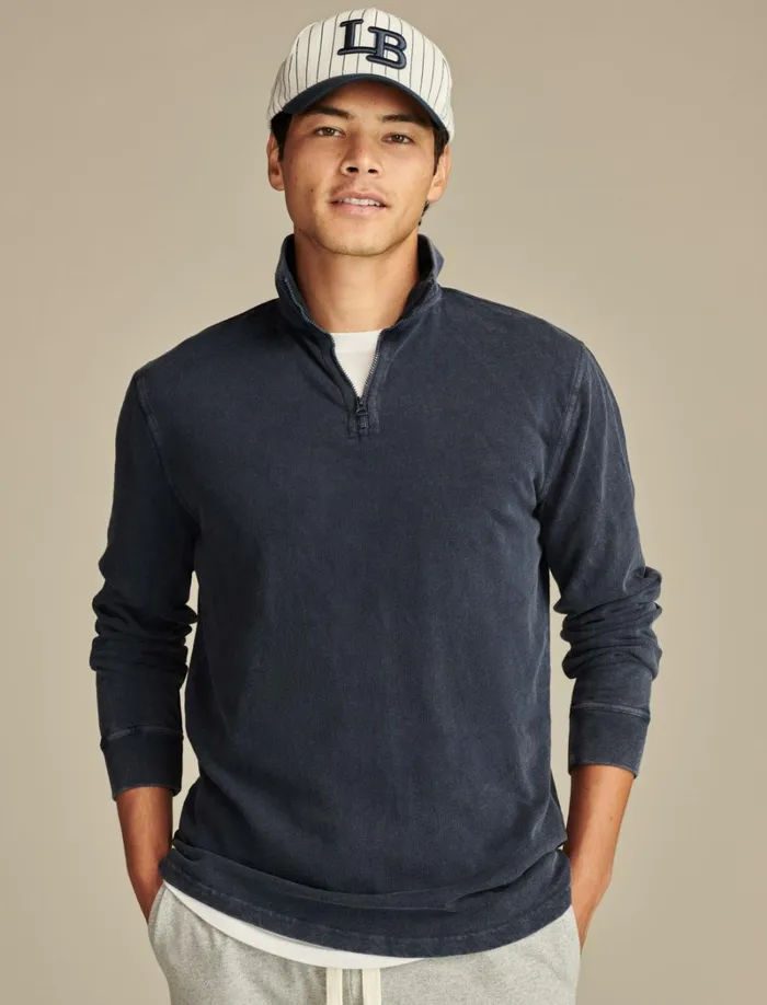 Lucky Brand Shirts and Tops Men Weekend Slub Jersey Quarter Zip Black Iris