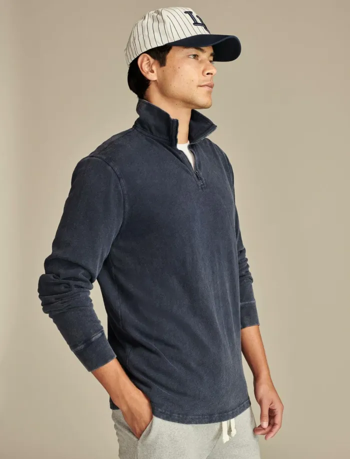 Lucky Brand Shirts and Tops Men Weekend Slub Jersey Quarter Zip Black Iris