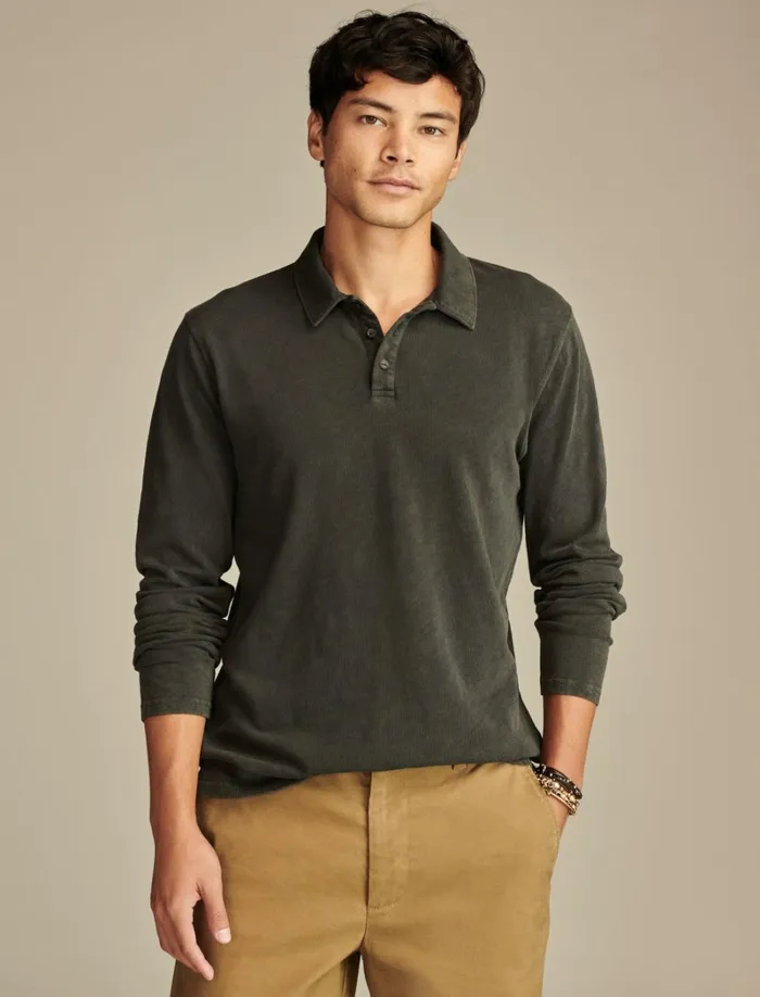 Lucky Brand Shirts and Tops Men Weekend Slub Polo Jet Black