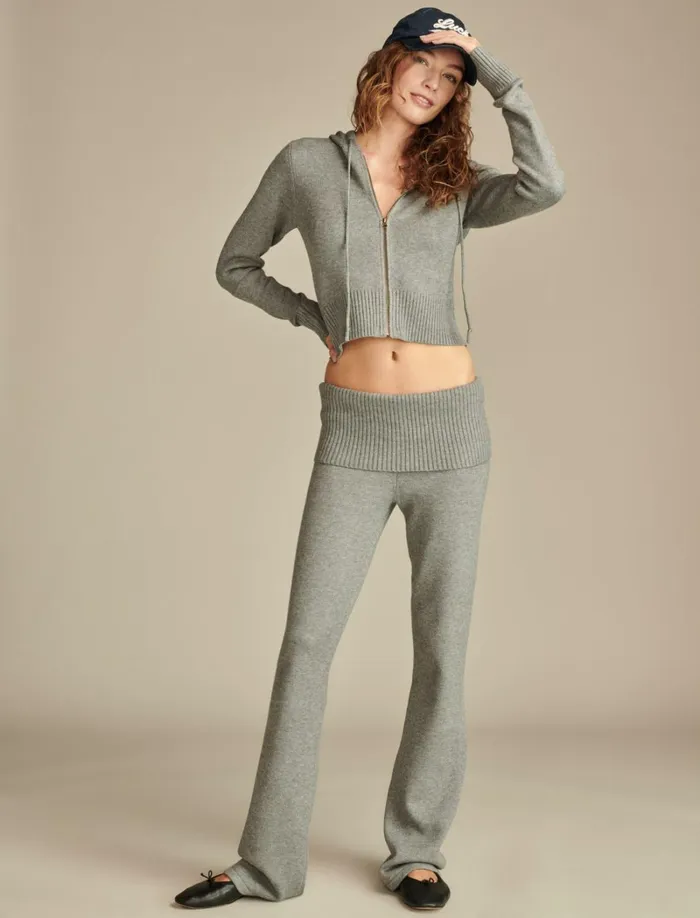 Lucky Brand Sweaters and Sweatshirts Women Fold Over Sweater Pant Medium Heather Grey