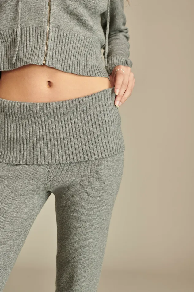 Lucky Brand Sweaters and Sweatshirts Women Fold Over Sweater Pant Medium Heather Grey