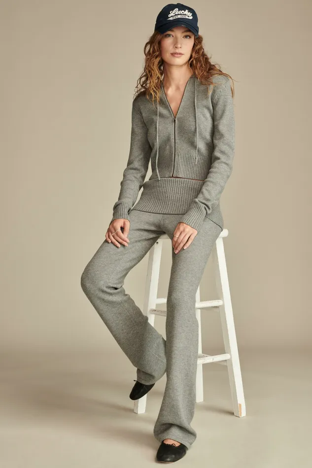 Lucky Brand Sweaters and Sweatshirts Women Fold Over Sweater Pant Medium Heather Grey