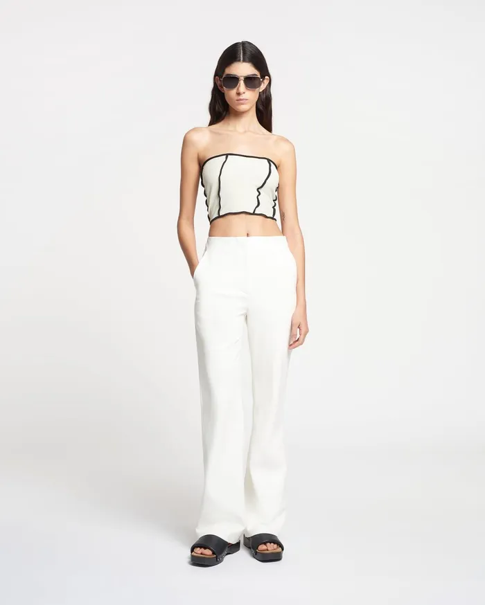 Luisa Patchwork MeshJersey Tube Top White WaxBlack Women Nanushka Tops