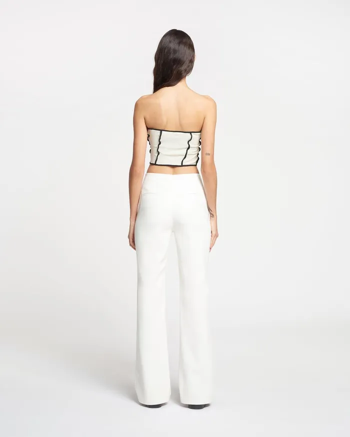 Luisa Patchwork MeshJersey Tube Top White WaxBlack Women Nanushka Tops
