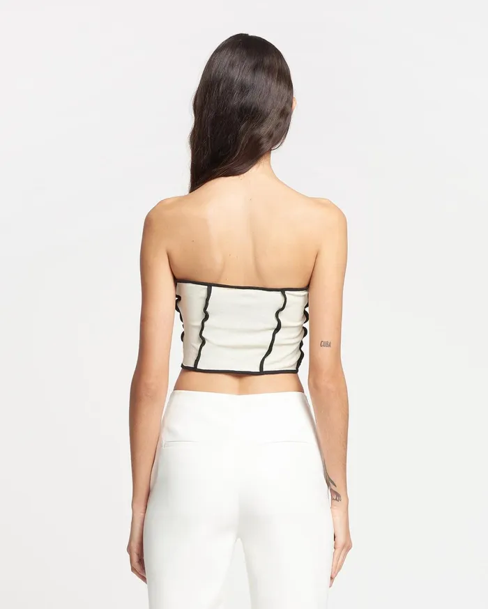 Luisa Patchwork MeshJersey Tube Top White WaxBlack Women Nanushka Tops