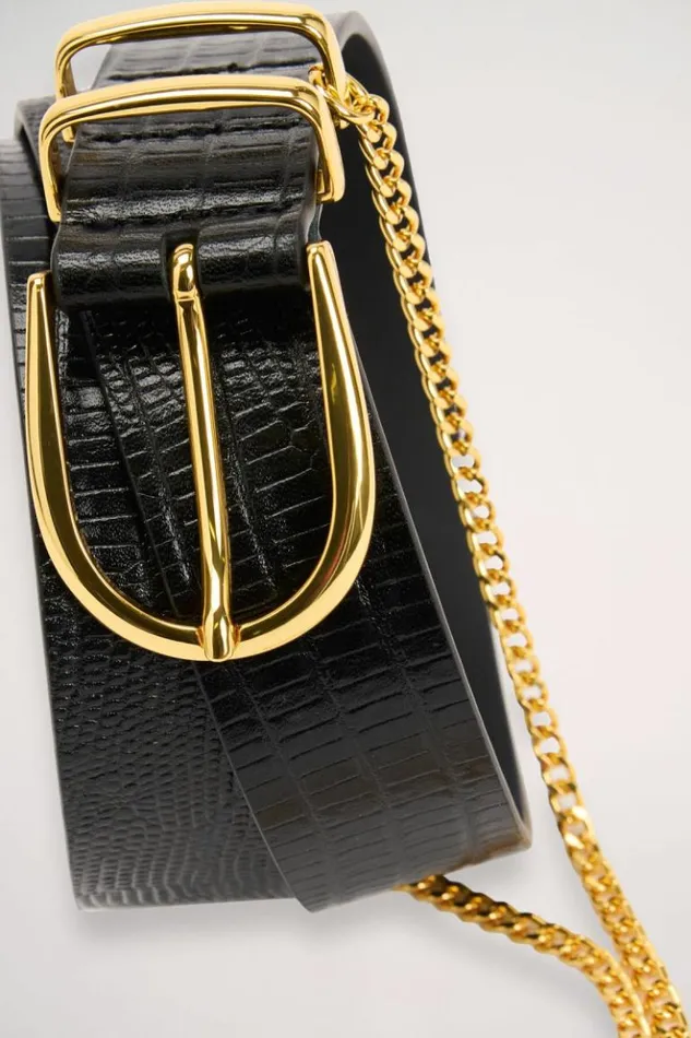 Luisa Spagnoli Belts Dubino 8211 Leather Belt Blackgold 8211 Women Luisa Spagnoli Belts Dubino 8211 Leather Belt Blackgold 8211 Women