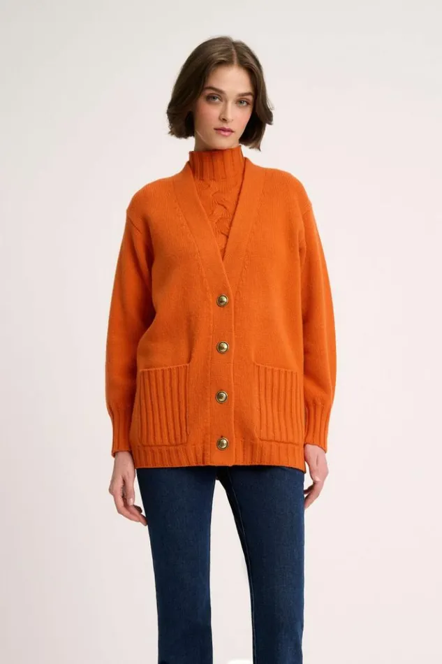 Luisa Spagnoli Cardigan Canolo 8211 Cashmere Cardigan Orange 8211 Women Luisa Spagnoli Cardigan Canolo 8211 Cashmere Cardigan Orange 8211 Women