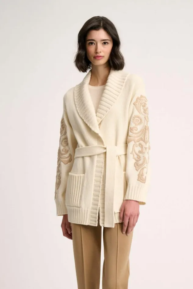 Luisa Spagnoli Cardigan Cestello 8211 Embroidered Cardigan Cream 8211 Women