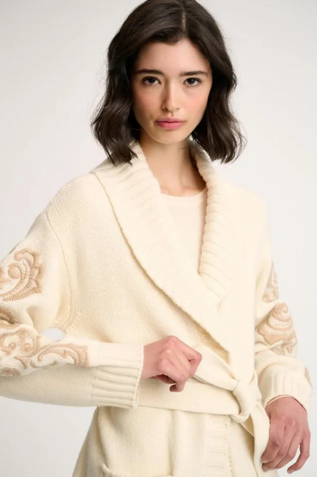 Luisa Spagnoli Cardigan Cestello 8211 Embroidered Cardigan Cream 8211 Women Luisa Spagnoli Cardigan Cestello 8211 Embroidered Cardigan Cream 8211 Women