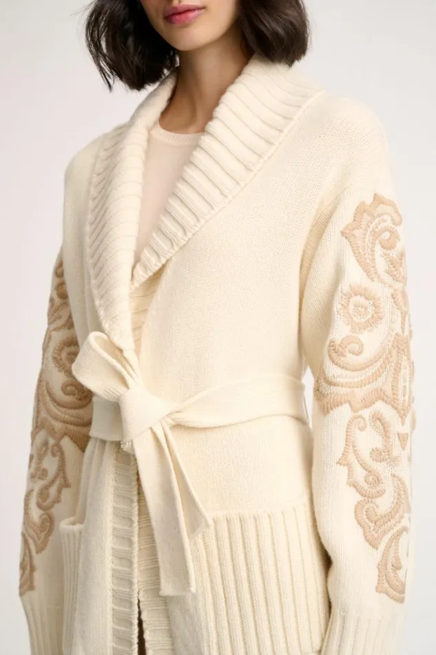 Luisa Spagnoli Cardigan Cestello 8211 Embroidered Cardigan Cream 8211 Women Luisa Spagnoli Cardigan Cestello 8211 Embroidered Cardigan Cream 8211 Women