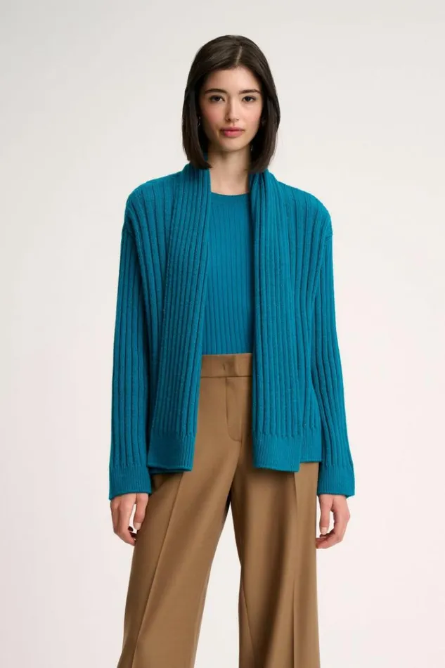 Luisa Spagnoli Cardigan Meccanica 8211 Ribbed Cardigan Turquoise 8211 Women