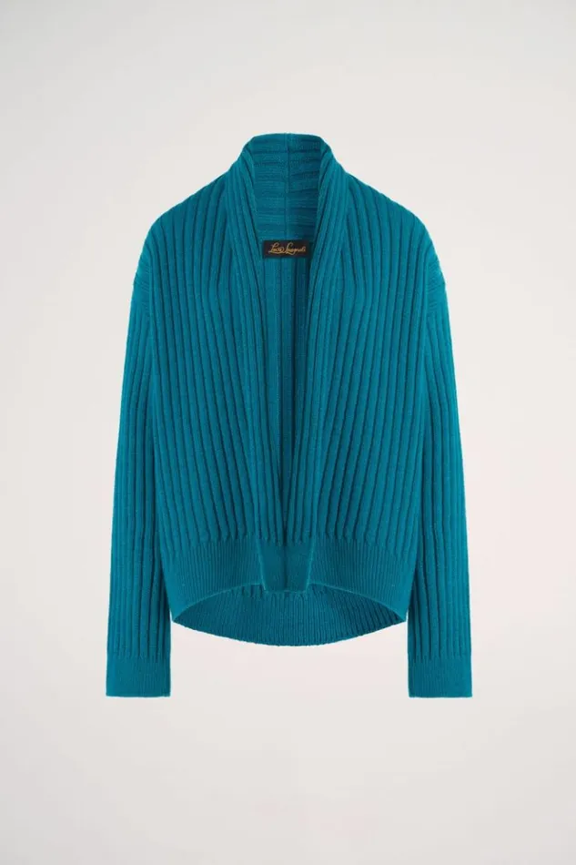 Luisa Spagnoli Cardigan Meccanica 8211 Ribbed Cardigan Turquoise 8211 Women Luisa Spagnoli Cardigan Meccanica 8211 Ribbed Cardigan Turquoise 8211 Women