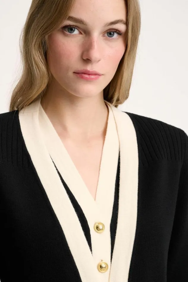 Luisa Spagnoli Cardigan Mongioia 8211 Bon Ton Long Cardigan Blackcream 8211 Women Luisa Spagnoli Cardigan Mongioia 8211 Bon Ton Long Cardigan Blackcream 8211 Women