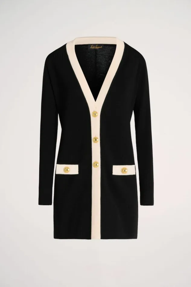 Luisa Spagnoli Cardigan Mongioia 8211 Bon Ton Long Cardigan Blackcream 8211 Women Luisa Spagnoli Cardigan Mongioia 8211 Bon Ton Long Cardigan Blackcream 8211 Women