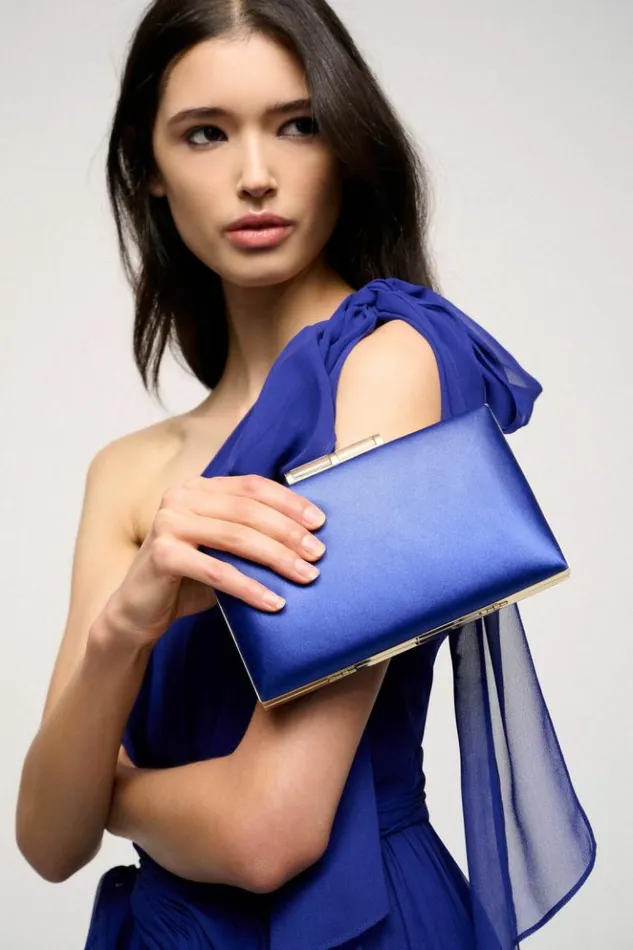Luisa Spagnoli Clutch And Pochette Ivy 8211 Satin Clutch Bag Bluettelight Gold 8211 Women