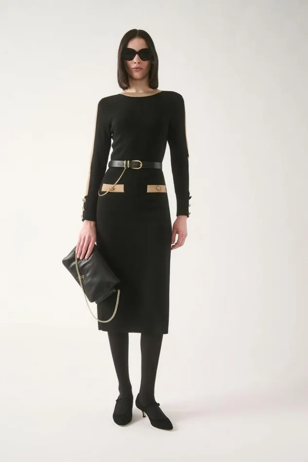 Luisa Spagnoli Dresses and Jumpsuits Marmellata 8211 Knit Dress Blackcamel 8211 Women
