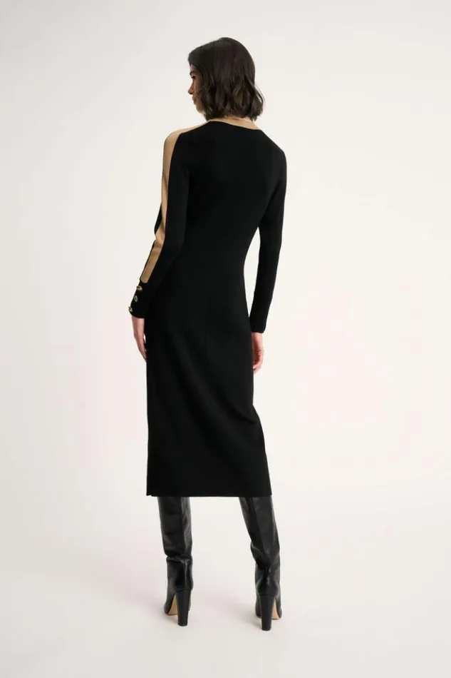 Luisa Spagnoli Dresses and Jumpsuits Marmellata 8211 Knit Dress Blackcamel 8211 Women Luisa Spagnoli Dresses and Jumpsuits Marmellata 8211 Knit Dress Blackcamel 8211 Women
