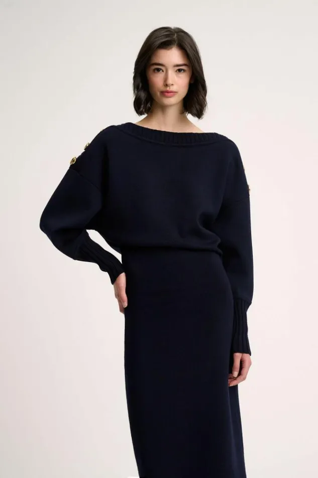 Luisa Spagnoli Dresses and Jumpsuits Monolingue 8211 Knit Dress 8211 Fashion Show Blue 8211 Women Luisa Spagnoli Dresses and Jumpsuits Monolingue 8211 Knit Dress 8211 Fashion Show Blue 8211 Women