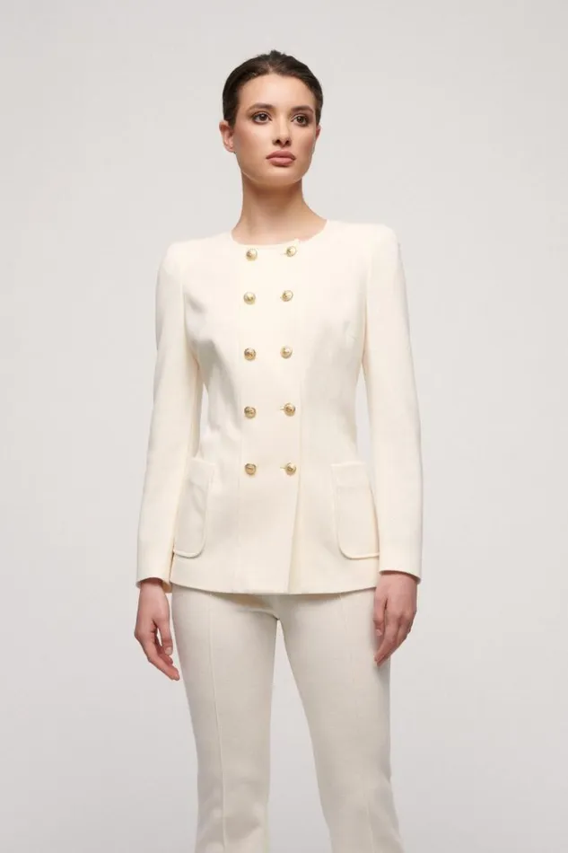 Luisa Spagnoli Jackets and Blazers Mimica 8211 Wool Jacket Cream 8211 Women