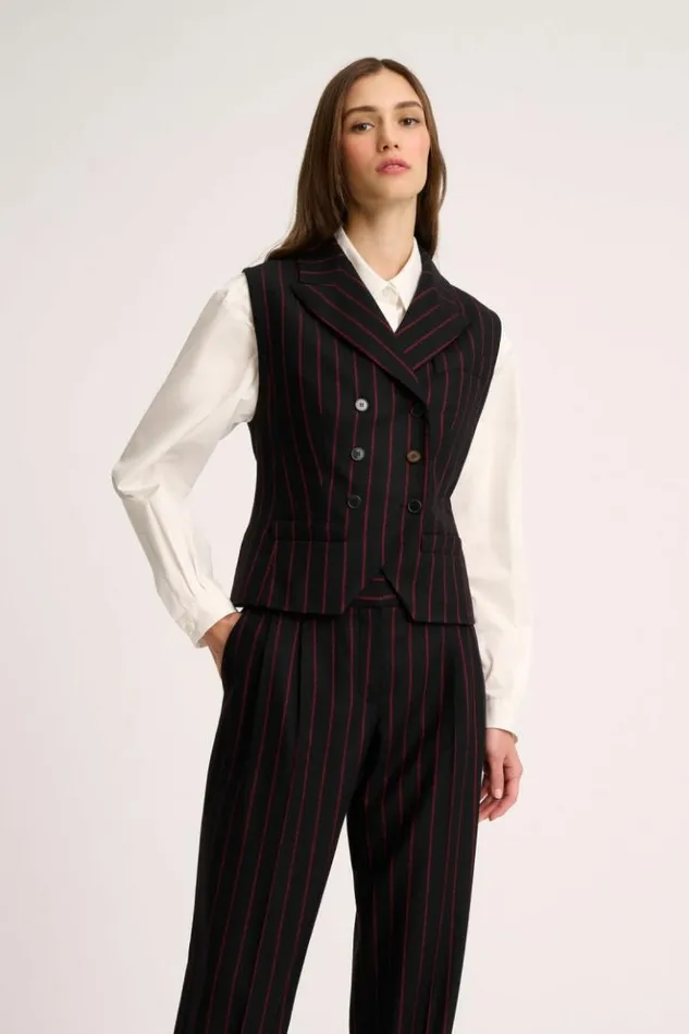 Luisa Spagnoli Jackets and Blazers Sellano 8211 DoubleBreasted Vest Blackfuchsia 8211 Women