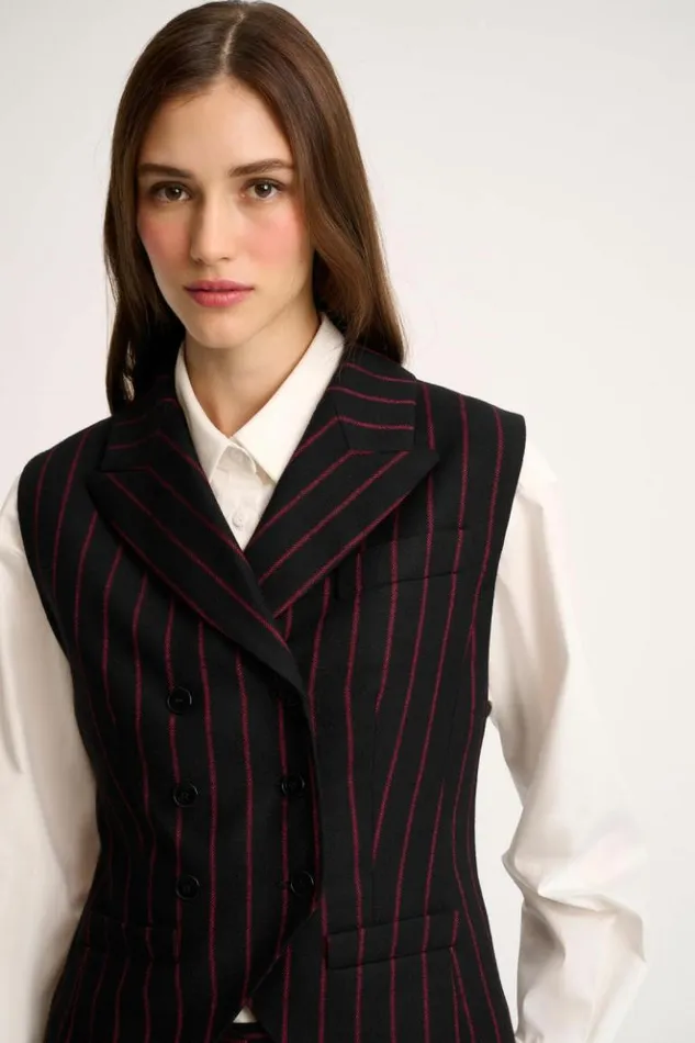 Luisa Spagnoli Jackets and Blazers Sellano 8211 DoubleBreasted Vest Blackfuchsia 8211 Women Luisa Spagnoli Jackets and Blazers Sellano 8211 DoubleBreasted Vest Blackfuchsia 8211 Women