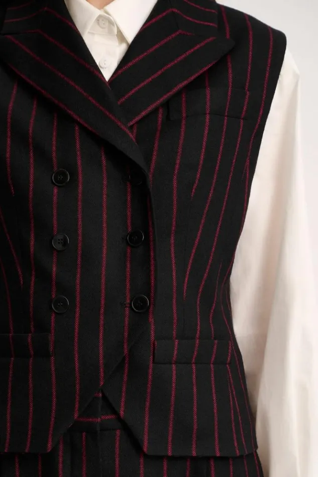 Luisa Spagnoli Jackets and Blazers Sellano 8211 DoubleBreasted Vest Blackfuchsia 8211 Women Luisa Spagnoli Jackets and Blazers Sellano 8211 DoubleBreasted Vest Blackfuchsia 8211 Women