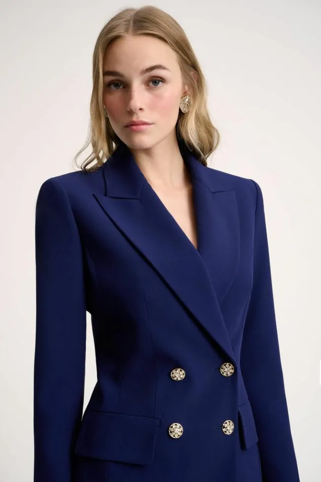 Luisa Spagnoli Jackets and Blazers Sincronia 8211 Jacket With Jewel Buttons Blue Purplish 8211 Women