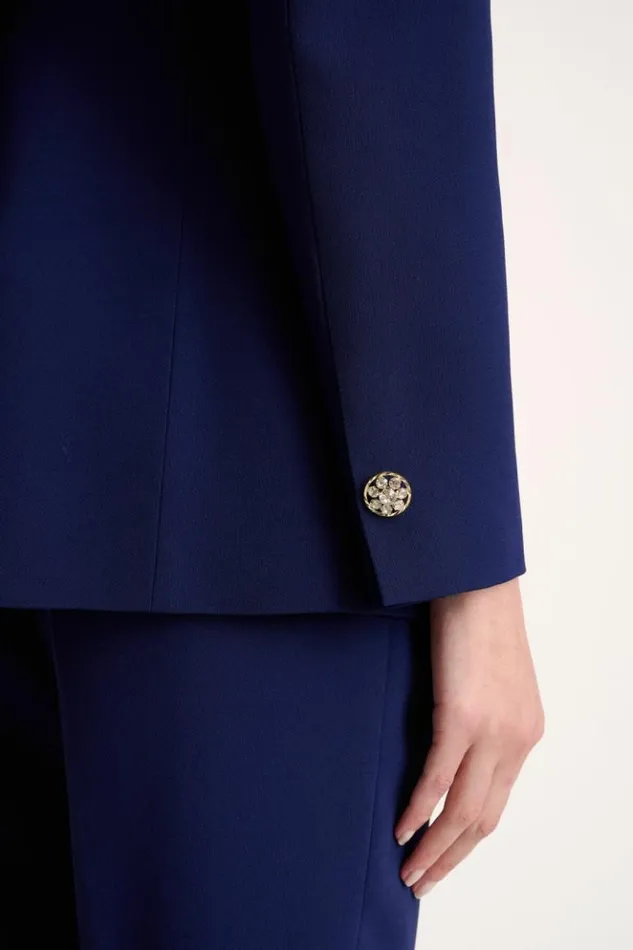 Luisa Spagnoli Jackets and Blazers Sincronia 8211 Jacket With Jewel Buttons Blue Purplish 8211 Women Luisa Spagnoli Jackets and Blazers Sincronia 8211 Jacket With Jewel Buttons Blue Purplish 8211 Women