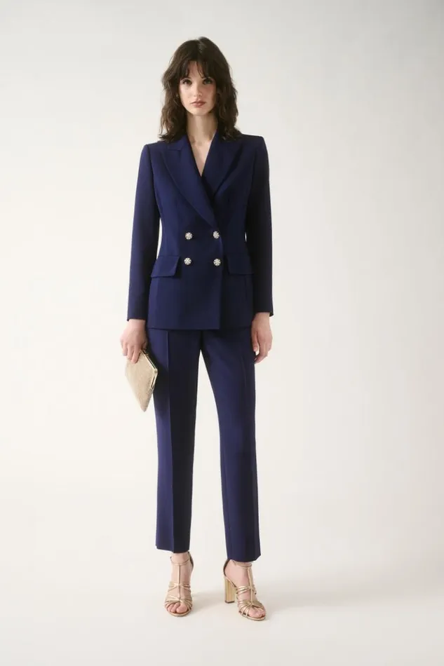 Luisa Spagnoli Jackets and Blazers Sincronia 8211 Jacket With Jewel Buttons Blue Purplish 8211 Women Luisa Spagnoli Jackets and Blazers Sincronia 8211 Jacket With Jewel Buttons Blue Purplish 8211 Women